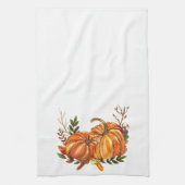 Fall Leaves Ornage Pumpkins Fancy Theedoek (Verticaal)