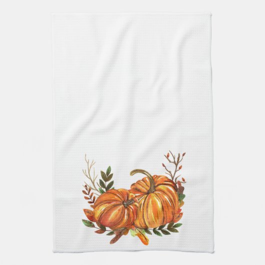 Fall Leaves Ornage Pumpkins Fancy Theedoek (Verticaal)