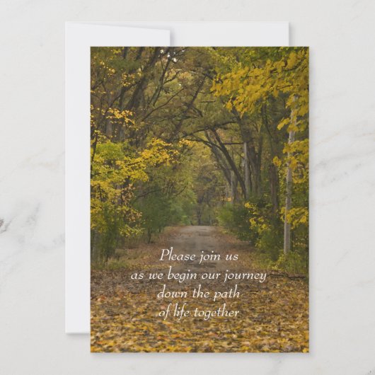Fall Leaves Path of Life Wedding Invitation Kaart (Voorkant)