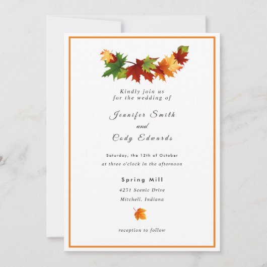 Fall Leaves personaliseer de uitnodiging voor brui (Voorkant)