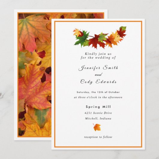 Fall Leaves personaliseer de uitnodiging voor brui (Voorkant / Achterkant)