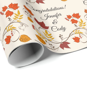 Fall Leaves personaliseert Names Wedding Gift Cadeaupapier