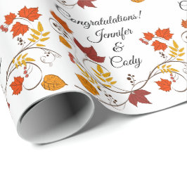 Fall Leaves personaliseert Names Wedding Gift Wrap Cadeaupapier