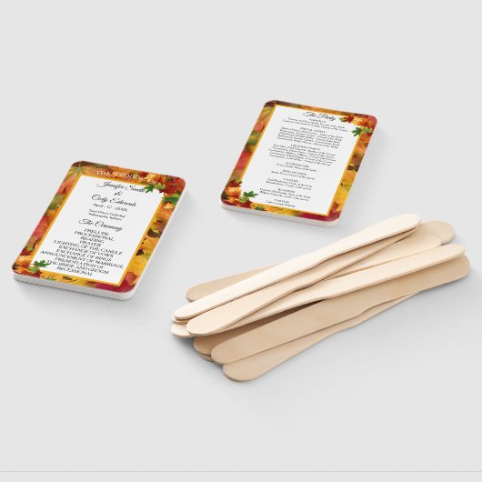 Fall Leaves Personalize Wedding Program Hand Fan Handwaaier (Niet-gemonteerd)