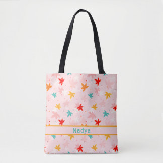 Fall Leaves Pink Pattern Canvas tas