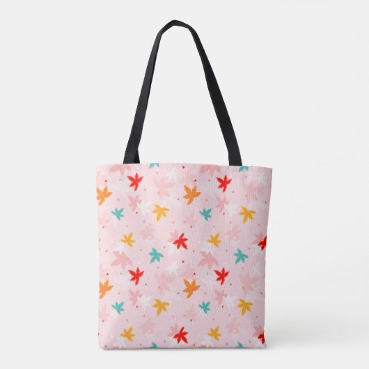 Fall Leaves Pink Pattern Canvas tas (Achterkant)