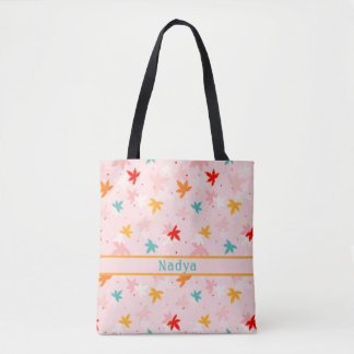 Fall Leaves Pink Pattern Canvas tas