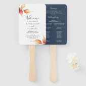 Fall Leaves | Programma Wit en Bourgogne voor wedu Handwaaier (Voorkant en achterkant)