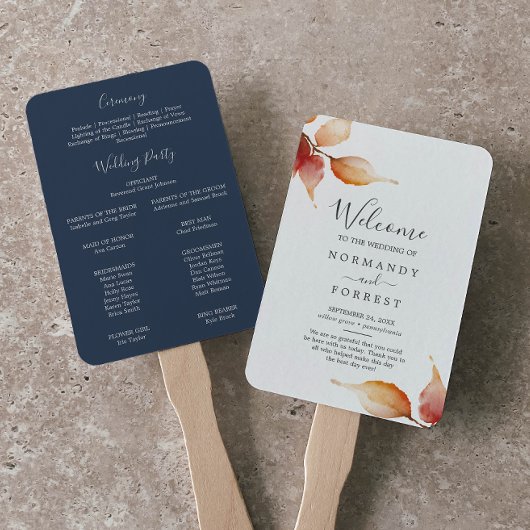 Fall Leaves | Programma Wit en Bourgogne voor wedu Handwaaier