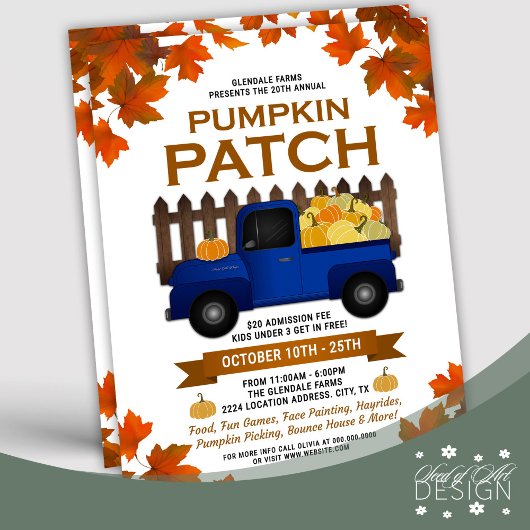 Fall Leaves Pumpkin Patch  Blue Truck Flyer