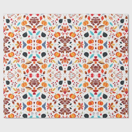 Fall Leaves Pumpkin Patroon Cadeaupapier (Vlak)