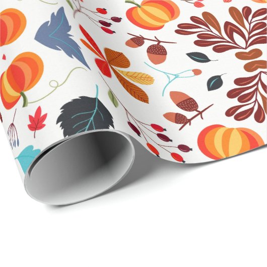 Fall Leaves Pumpkin Patroon Cadeaupapier (Rol Hoek)