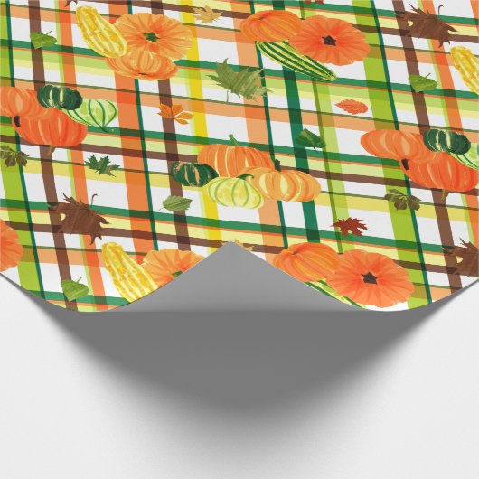 Fall Leaves Pumpkin Patroon Cadeaupapier (Hoek)