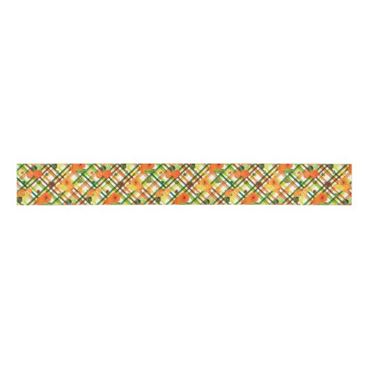Fall Leaves Pumpkin Patroon Grosgrain Lint (Voorkant)