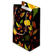 Fall Leaves Pumpkins Design Klein Cadeauzakje (Achterkant Gekanteld)