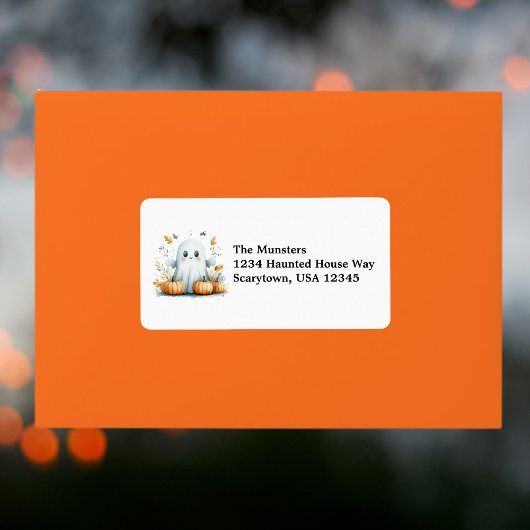 Fall Leaves Pumpkins Vriendelijke Geest Halloween Etiket