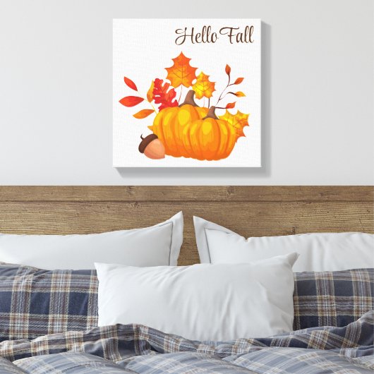Fall Leaves Pumpkins Wrapped Canvas Art (Insitu (Slaapkamer))