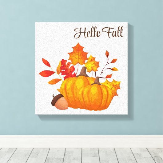 Fall Leaves Pumpkins Wrapped Canvas Art (Insitu (Houten vloer))