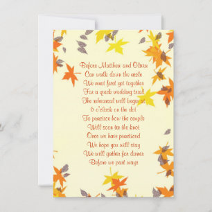 Fall Leaves Rehearings Dinner Poem Uitnodiging 4x6
