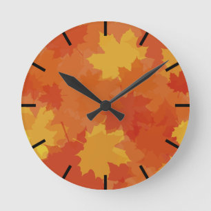 Fall Leaves Ronde Klok