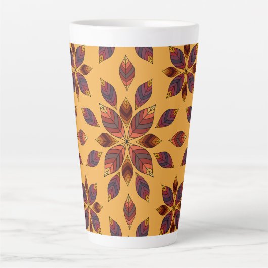 Fall Leaves Rosette Latte Mok (Voorkant)