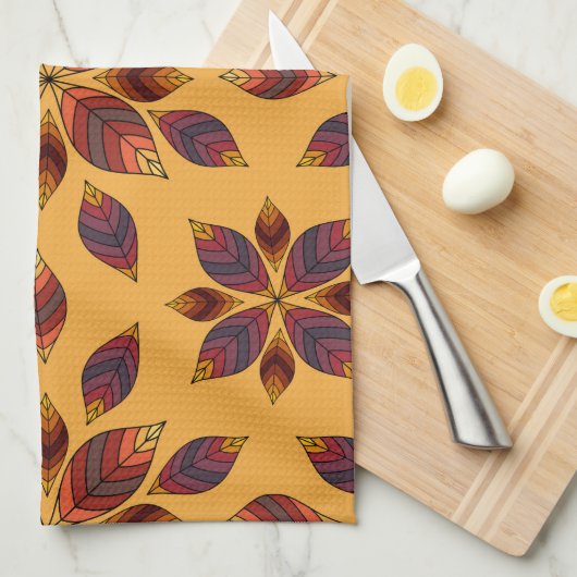 Fall Leaves Rosette Theedoek (Quarter Fold)