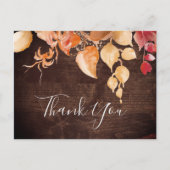 Fall Leaves | Rustic Brown Wood Dank u Briefkaart (Voorkant)