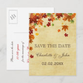 Fall Leaves Rustic Wedding Aankondigingskaart (Voorkant / Achterkant)