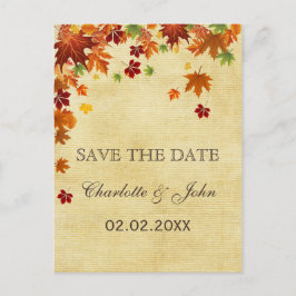 Fall Leaves Rustic Wedding Aankondigingskaart