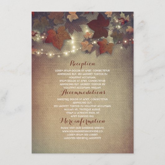Fall Leaves Rustic Wedding Details - Informatie Informatiekaartje (Voorkant)