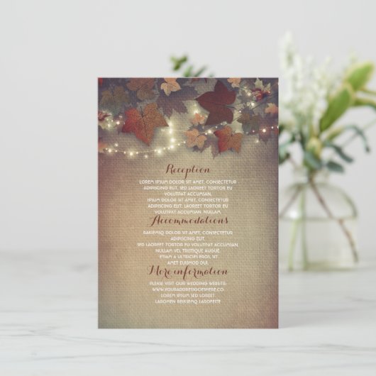 Fall Leaves Rustic Wedding Details - Informatie Informatiekaartje (Staand voorkant)