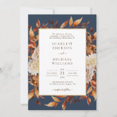 Fall Leaves Rustic Wedding Invitation Kaart (Voorkant)