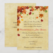 Fall Leaves Rustic Wedding Kaart (Voorkant / Achterkant)