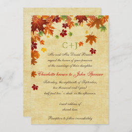 Fall Leaves Rustic Wedding Kaart