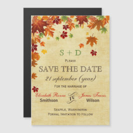 Fall Leaves Rustic Wedding Magnetische Uitnodiging