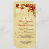 Fall Leaves Rustic Wedding Programmakaart (Voorkant / Achterkant)