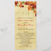Fall Leaves Rustic Wedding Programmakaart (Voorkant)