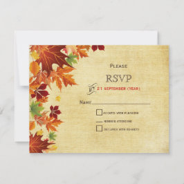 Fall Leaves Rustic Wedding RSVP Kaartje