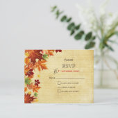 Fall Leaves Rustic Wedding RSVP Kaartje (Staand voorkant)