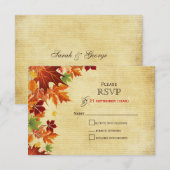 Fall Leaves Rustic Wedding RSVP Kaartje (Voorkant / Achterkant)