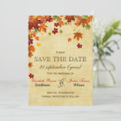 Fall Leaves Rustic Wedding Save The Date (Staand voorkant)