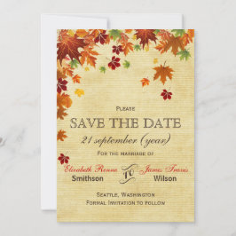 Fall Leaves Rustic Wedding Save The Date
