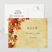 Fall Leaves Rustic Wedding Uitnodiging Briefkaart (Voorkant / Achterkant)