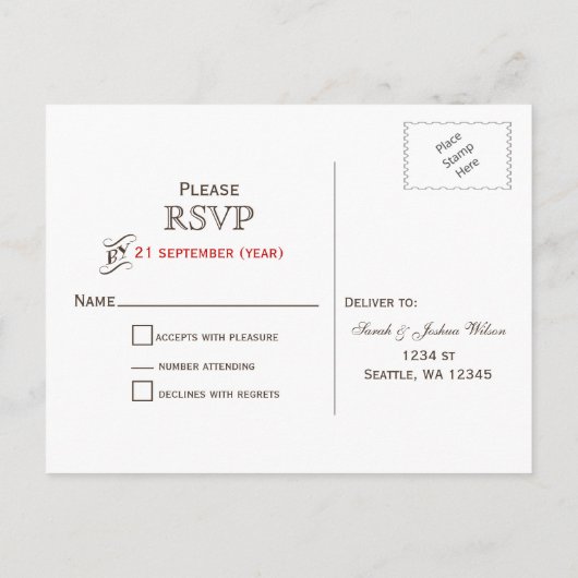 Fall Leaves Rustic Wedding Uitnodiging Briefkaart (Achterkant)