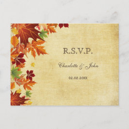 Fall Leaves Rustic Wedding Uitnodiging Briefkaart