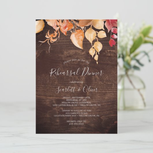 Fall Leaves | Rustige bruine-houtrepetitie Kaart (Staand voorkant)