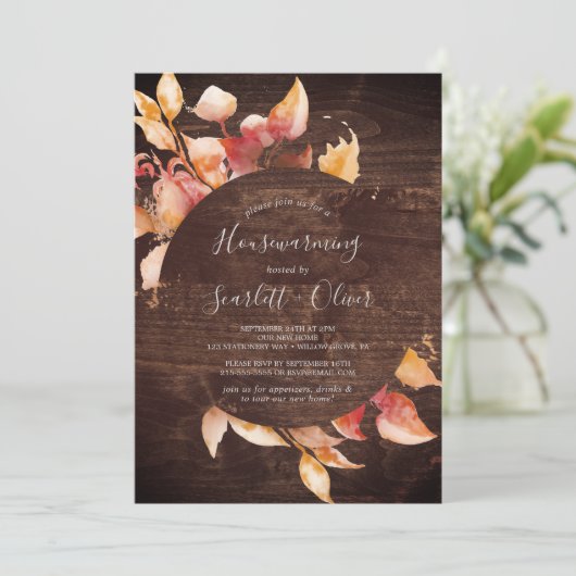 Fall Leaves | Rustige Housewarming Party voor brui Kaart (Staand voorkant)