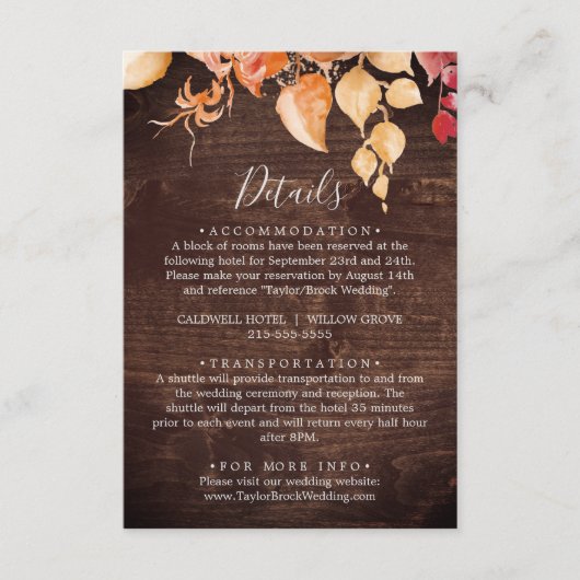 Fall Leaves | Rustige Kaart met houtafsluiting (Voorkant)