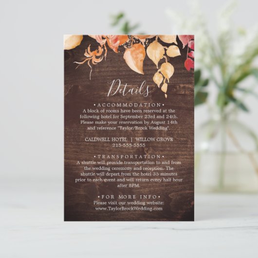 Fall Leaves | Rustige Kaart met houtafsluiting (Staand voorkant)