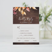 Fall Leaves | Rustige Wood Menu Keuze RSVP-kaart (Staand voorkant)